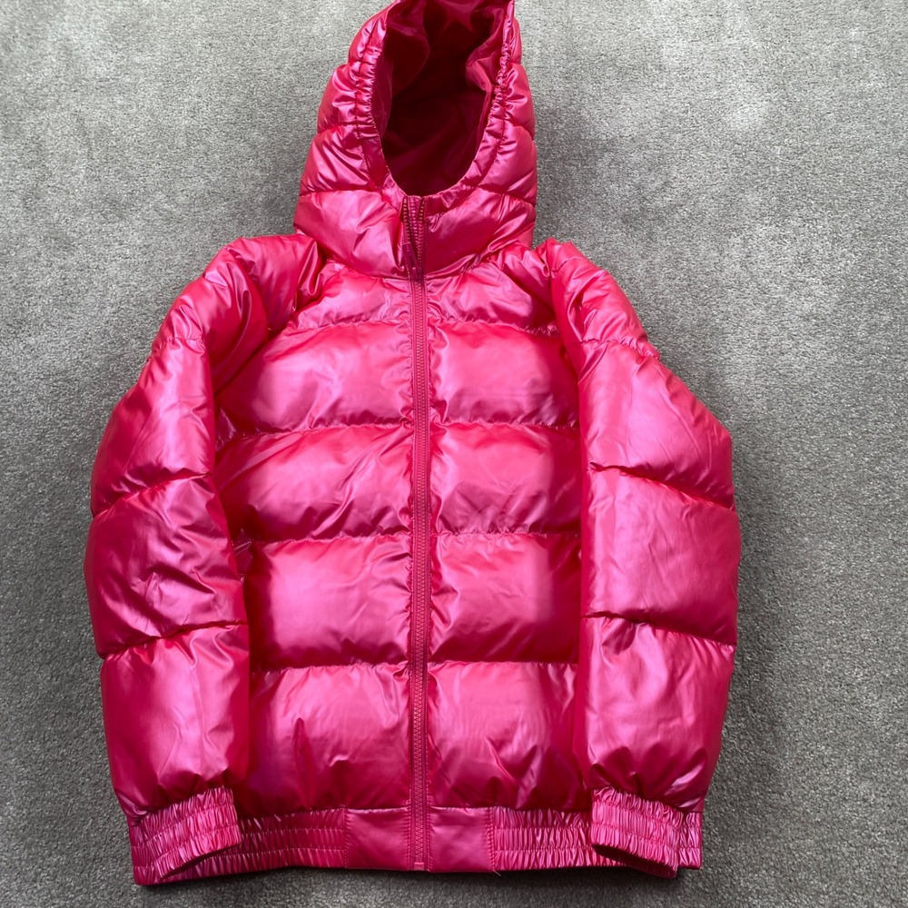 Under Armour Metallic Bomber Jacket Youth Large Pink Hooded Puffer 6011835